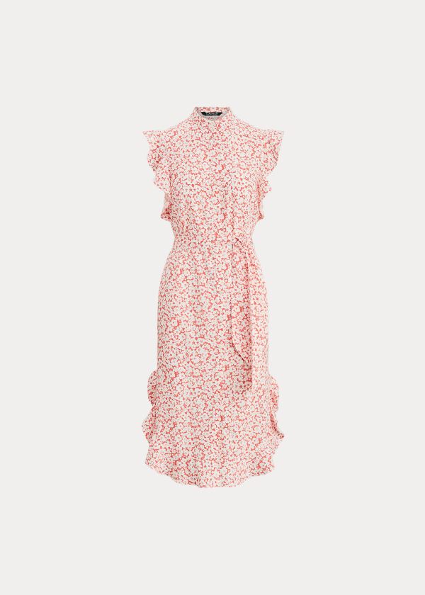 Women's Ralph Lauren Floral Ruffled Crepe Dresses | 935170VTB